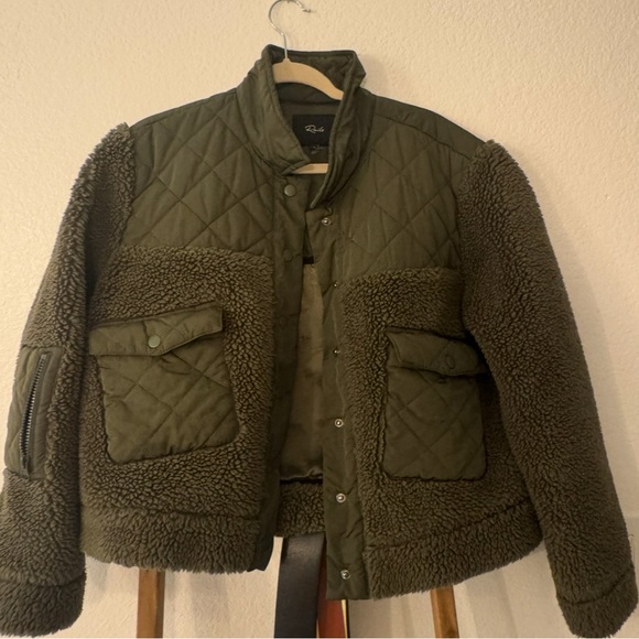 Rails Olive Quilted and Sherpa Jacket - Picture 3 of 6